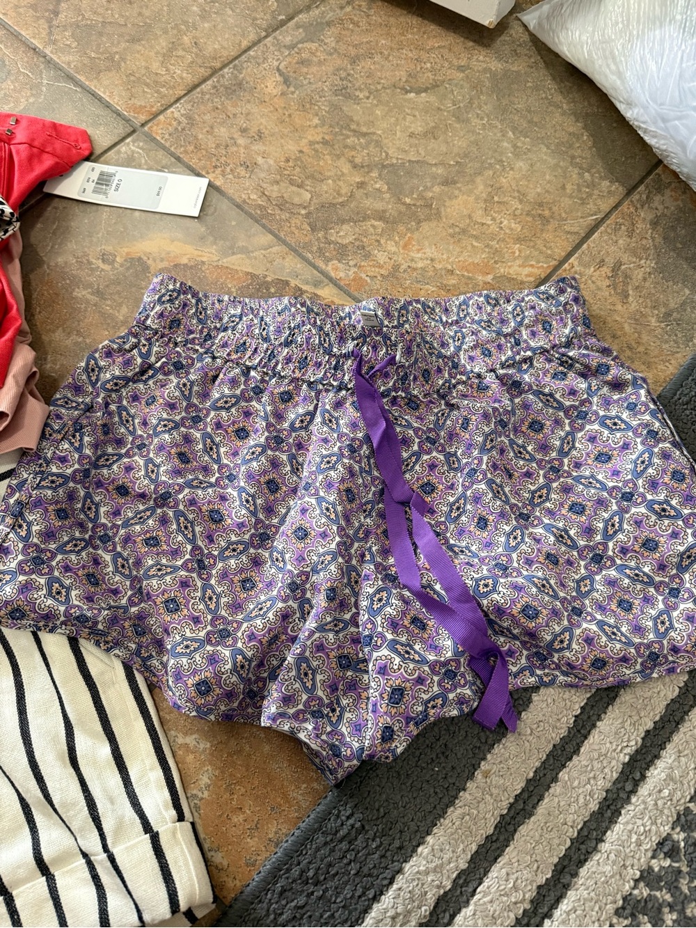 Joie Purple Paisley Elastic Waist Shorts
